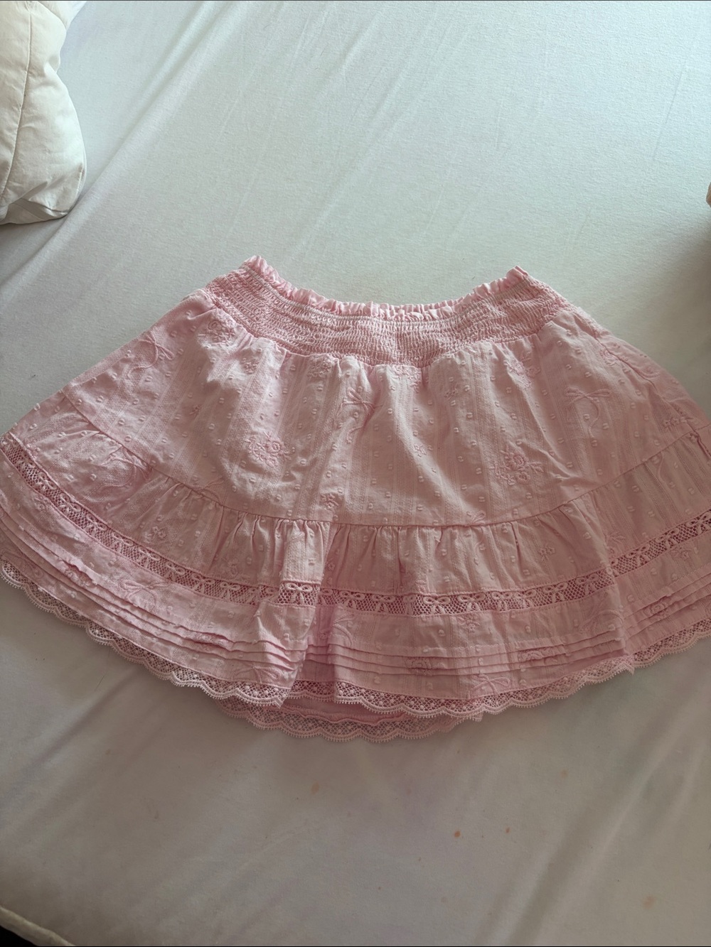 Love shack fancy x target girls Pink Eyelet Tiered Skirt size 10 girls